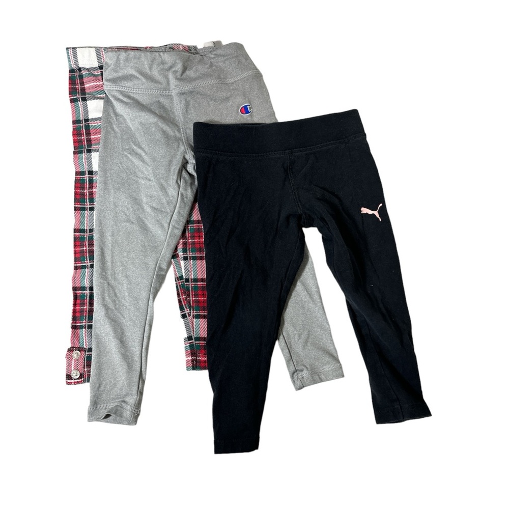Lot Of Girls Sz 2T Leggings Pants Silver Black Plaid